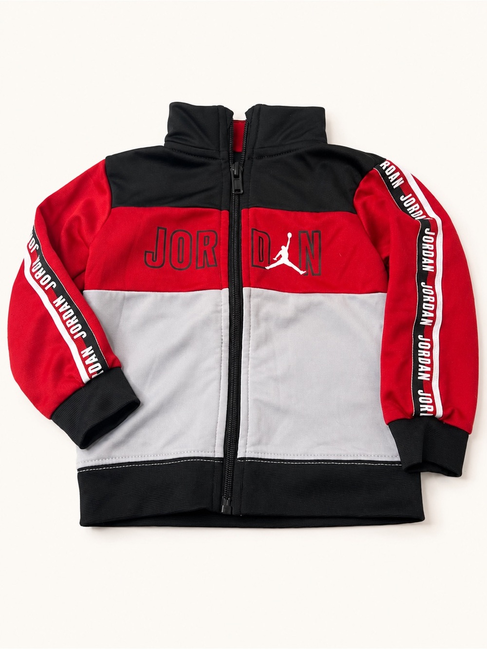 Jordan Colorblock Full-Zip Hoodie Jacket in Red, Gray & Black